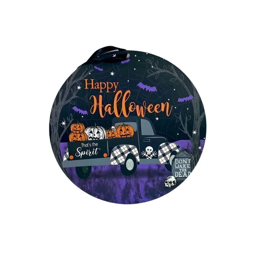 NWOT HAPPY HALLOWEEN Wall Sign Home Décor Pumpkin Black and Purple